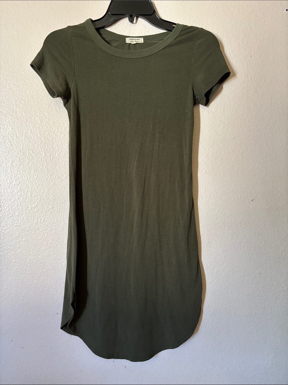 Heart & Hips Olive Green Short Sleeve High-Low T-Shirt Dress - Size S
